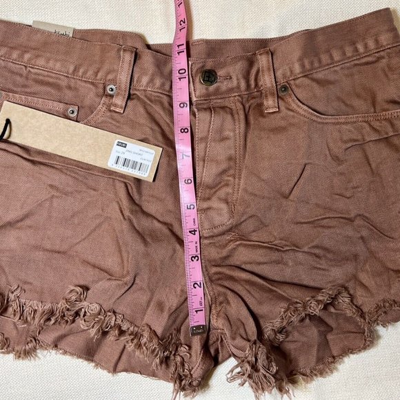 KSUBI Jing Cut Off Shorts Brown Low Rise Raw Hem Baggy Fit side slit NWT - Picture 8 of 13